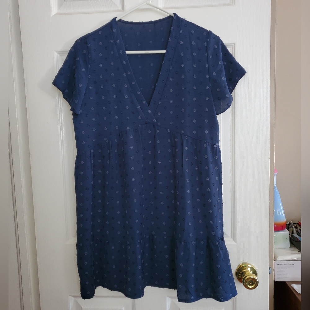 Navy Blue V-Neck Dress